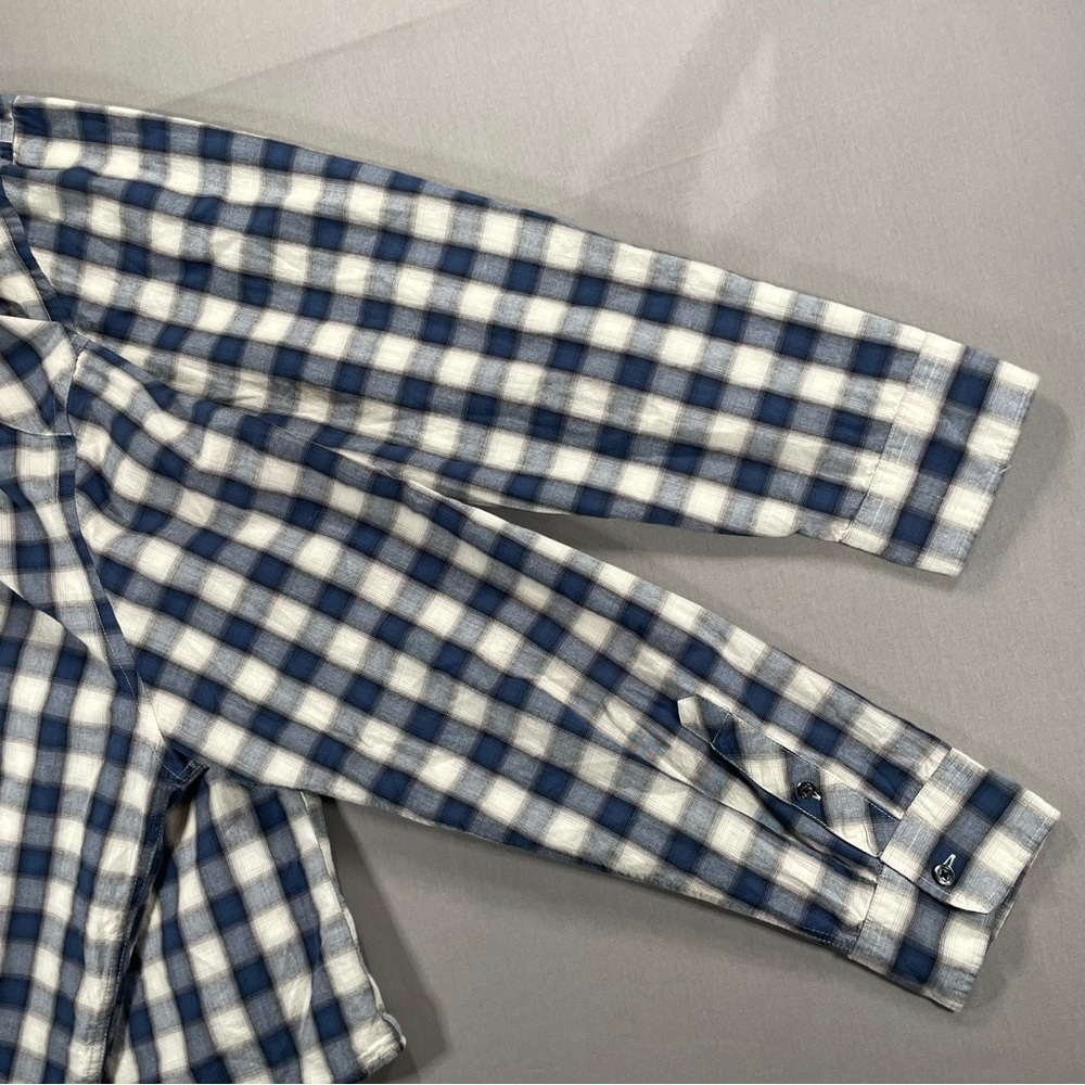 Billy Reid Standard Fit Plaid Checkered Button Down Shirt; Green/Cream - Men XXL - Picture 8 of 16